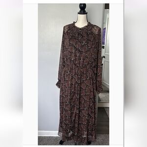 Girl With Curves Women's size XL Maxi Dress Navy & Brown